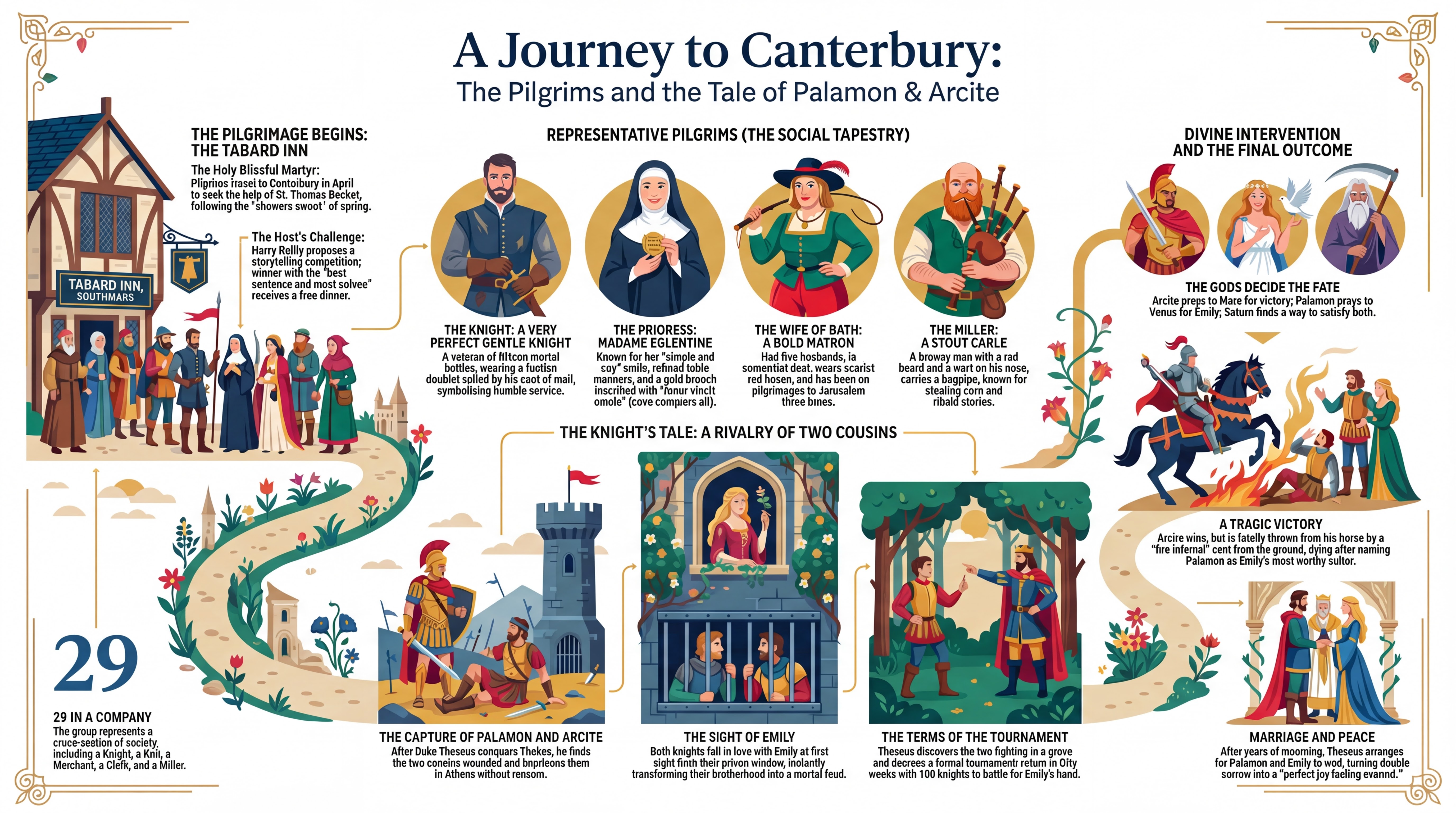 The Canterbury Tales: 29 Pilgrims Infographic